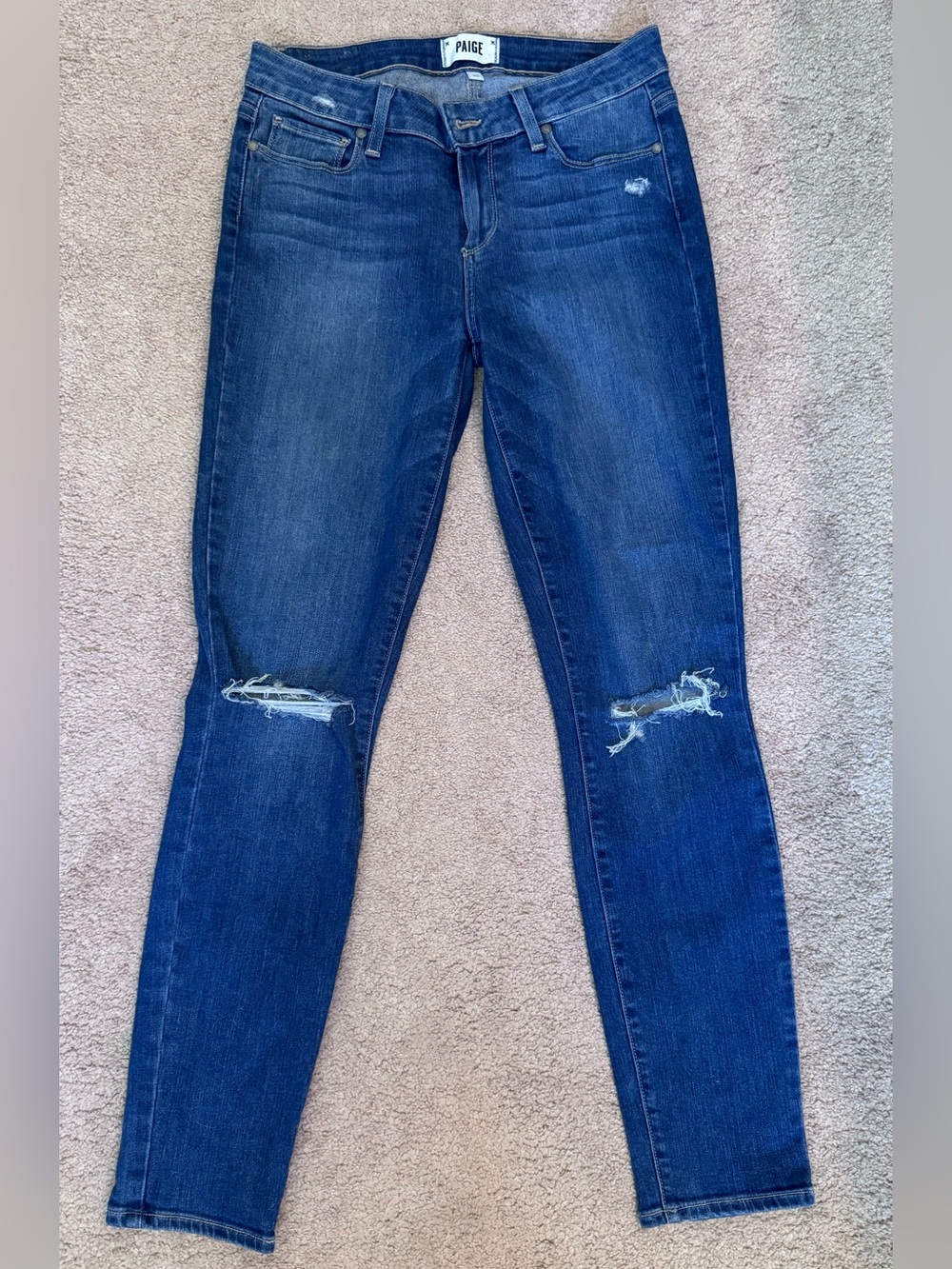 PAIGE Skinny Ripped Knee Jeans
